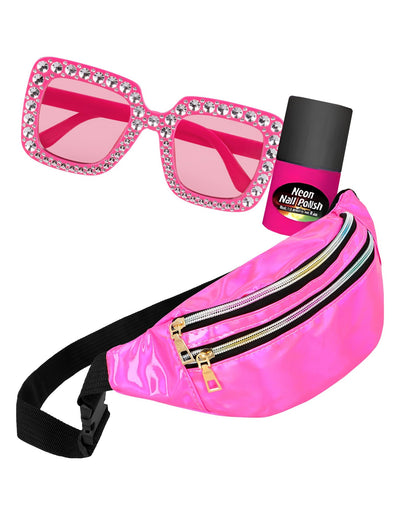 Kit de accesorii fluorescente roz pentru adulți