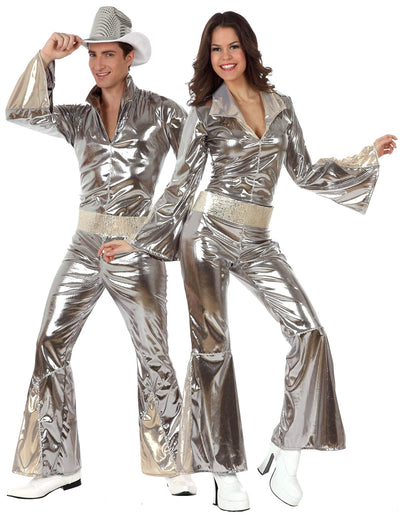 Costum de cuplu disco argintiu pentru adulți