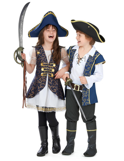 Costum elegant de cuplu de căpitan pirat pentru copii