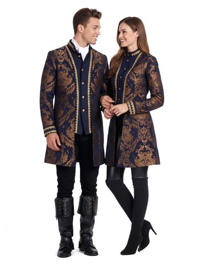 Costum de cuplu baroc albastru pentru adulți