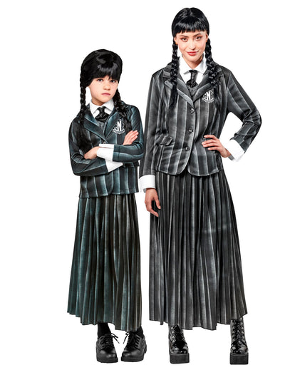 Déguisement de couple uniforme scolaire Mercredi Addams™ enfant adulte