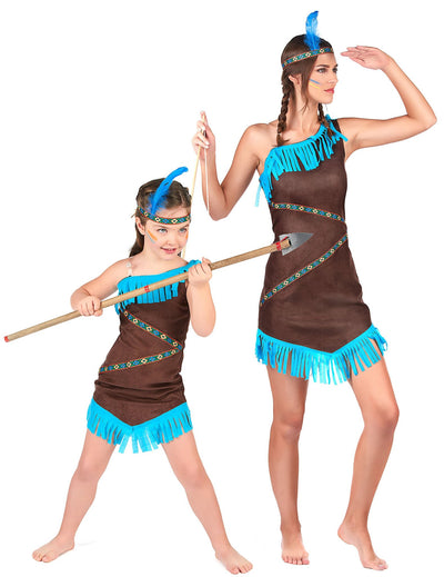 Costum de cuplu indiene maro mamă și fiică