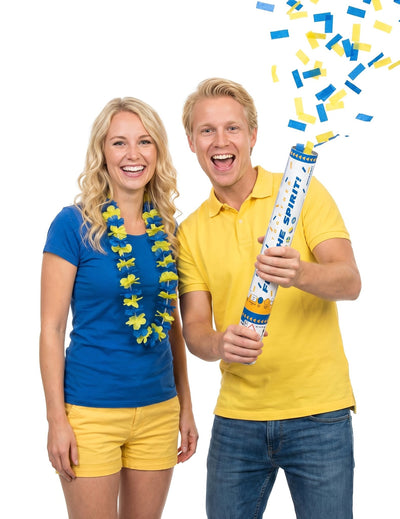 Set suporter Suedia: colier hawaian și tun de confetti