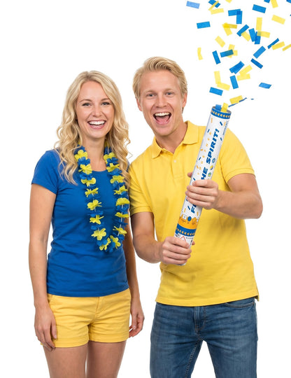 Set suporter Suedia: colier hawaian și tun de confetti