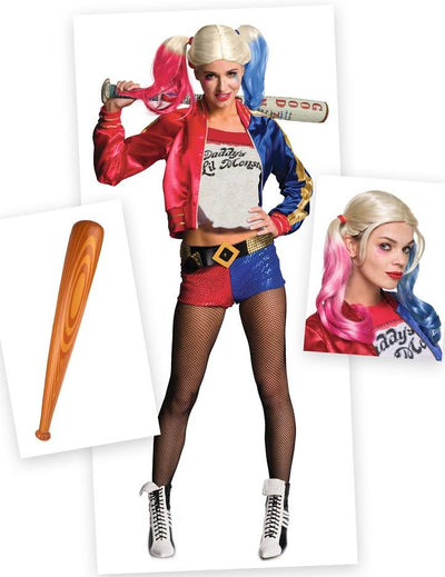 Pachet costum și accesoriu Harley Quinn pentru femei