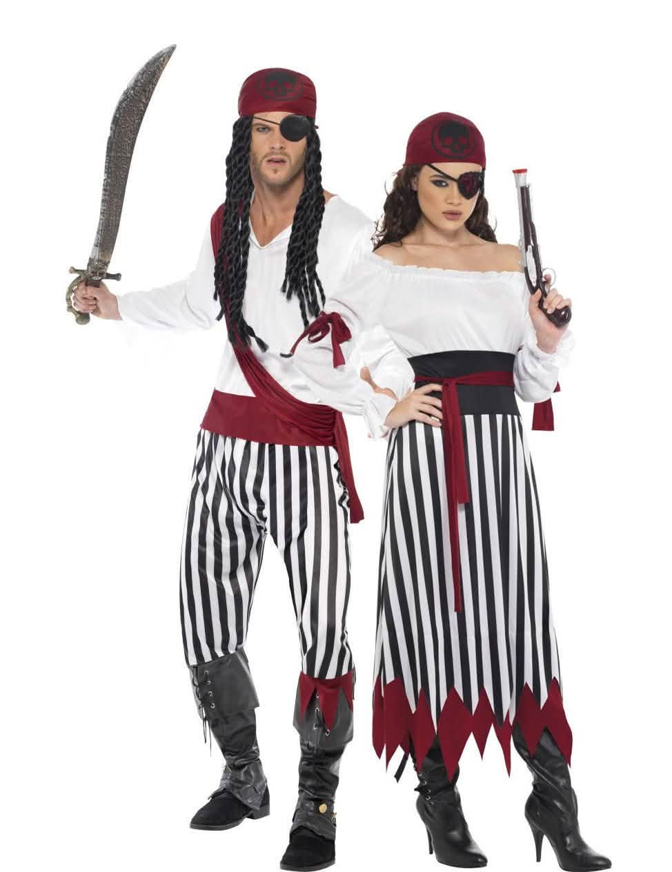 Costume de cuplu pirați în dungi