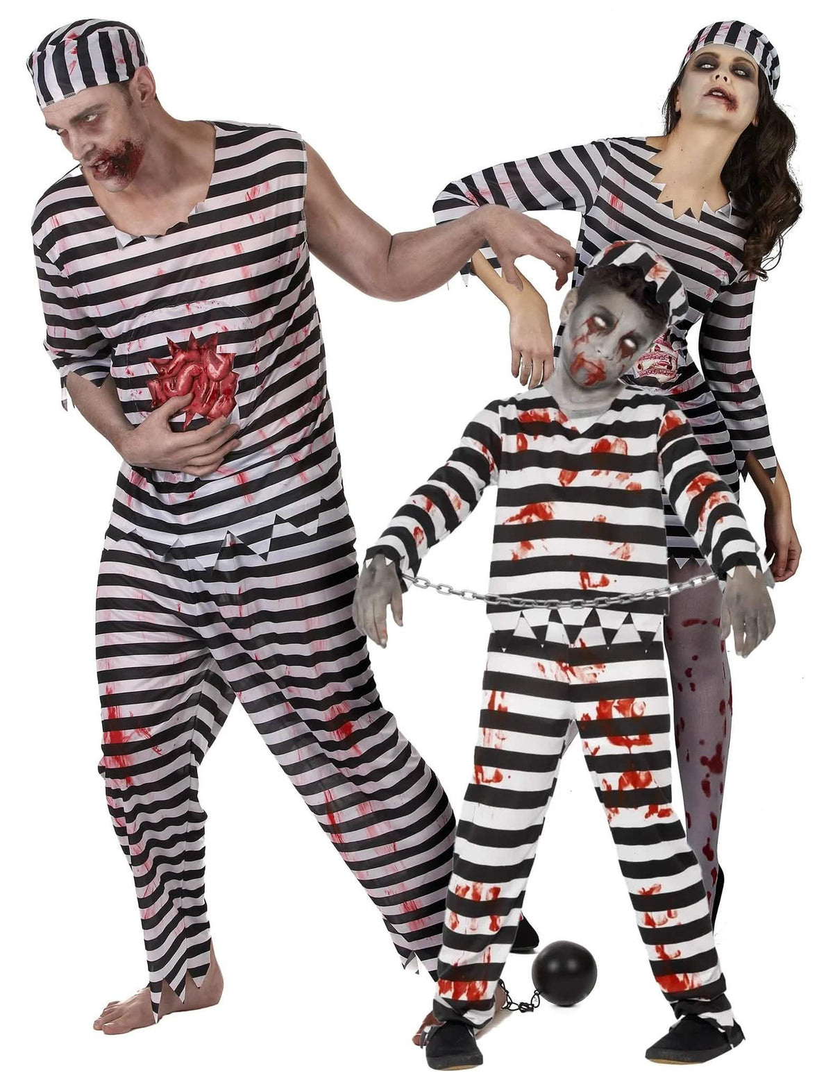 Costum de familie de prizonieri zombi înfricoșători de Halloween