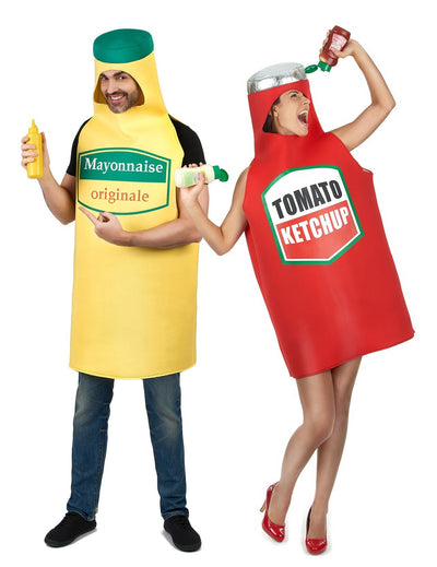 Costum de cuplu maioneză și ketchup pentru adulți