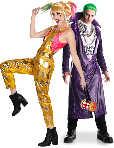 Costum de cuplu Harley Quinn Birds of Prey™ și Joker Suicide Squad™ de lux Halloween adult