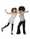 Costum de cuplu disco cu paiete argintii pentru copii