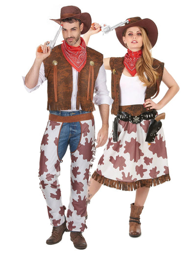 Costum de cuplu cowboy și cowgirl clasic pentru adulți