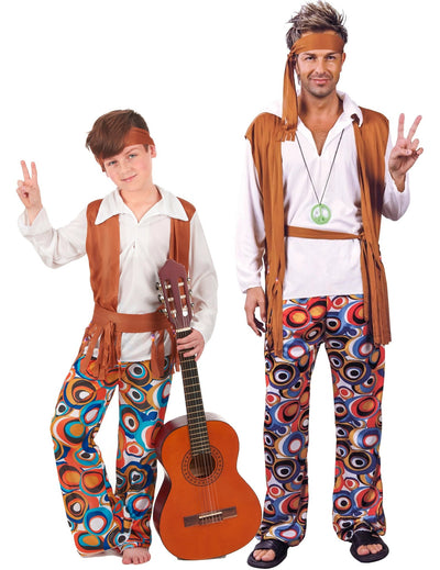 Costum de cuplu hippie tată și fiu