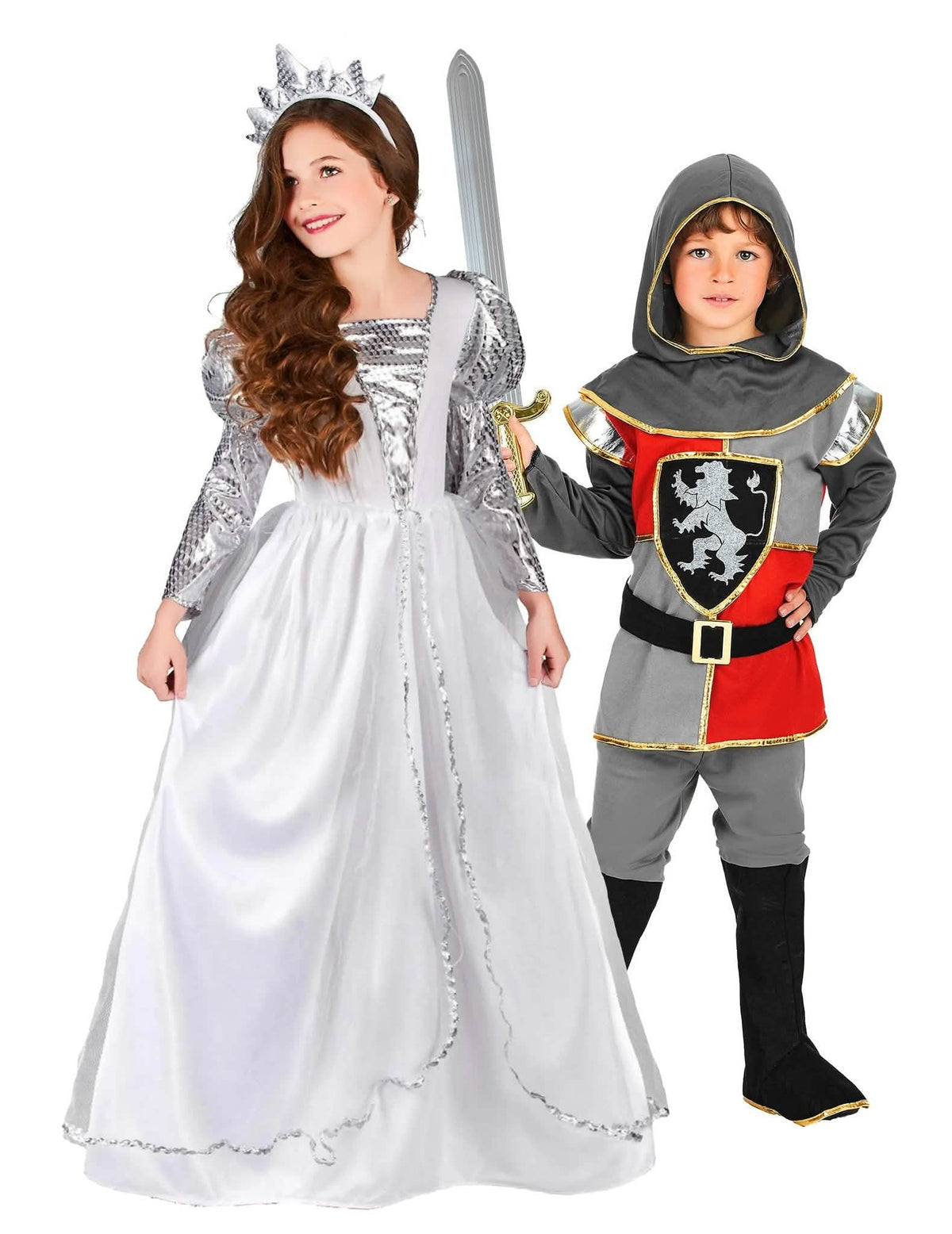 Costum de cuplu cavaler și prințesă cu voal pentru copii