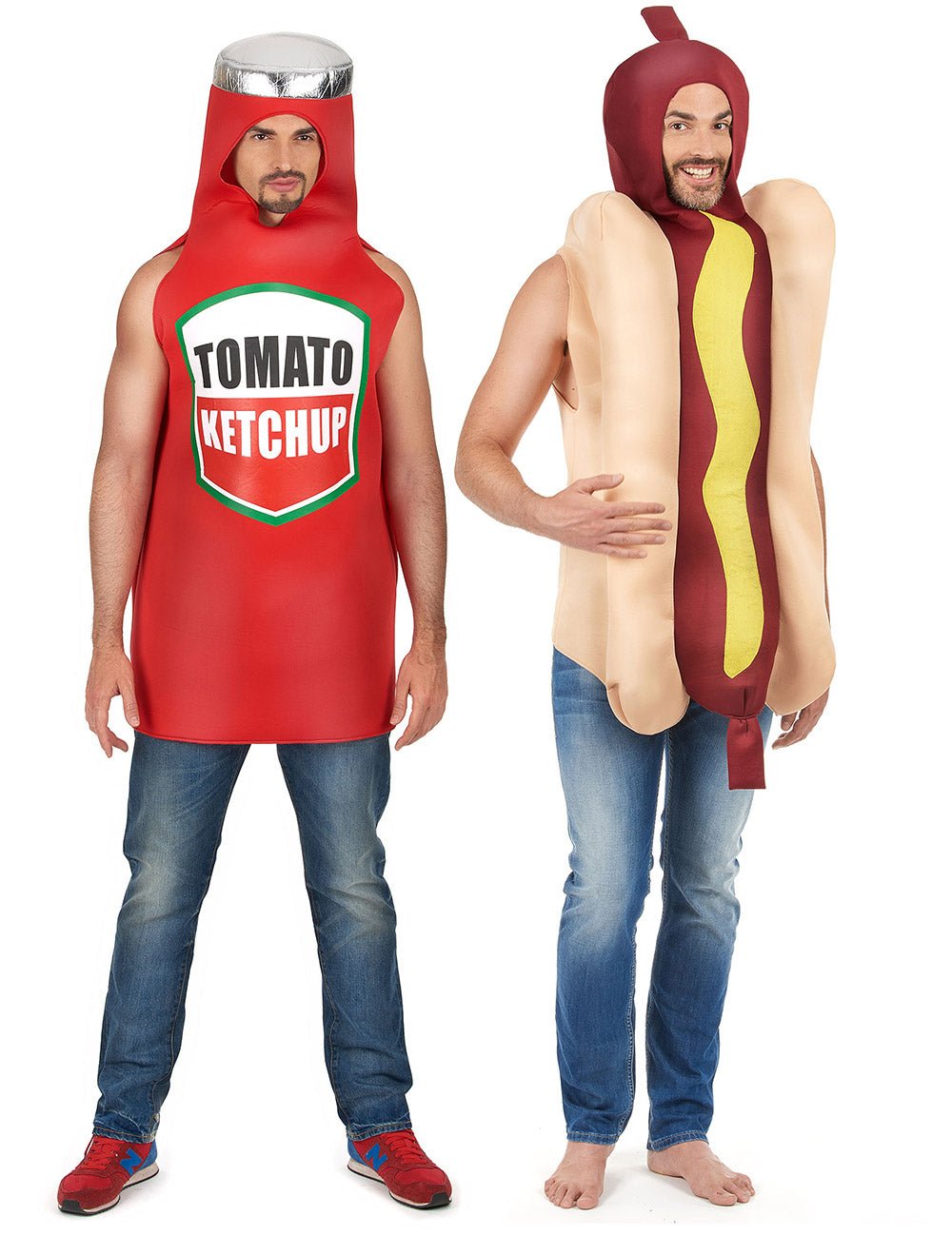 Costum de cuplu hot dog și ketchup pentru adulți