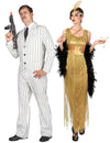 Costum de cuplu gangster alb și Charleston cu franjuri pentru adulți