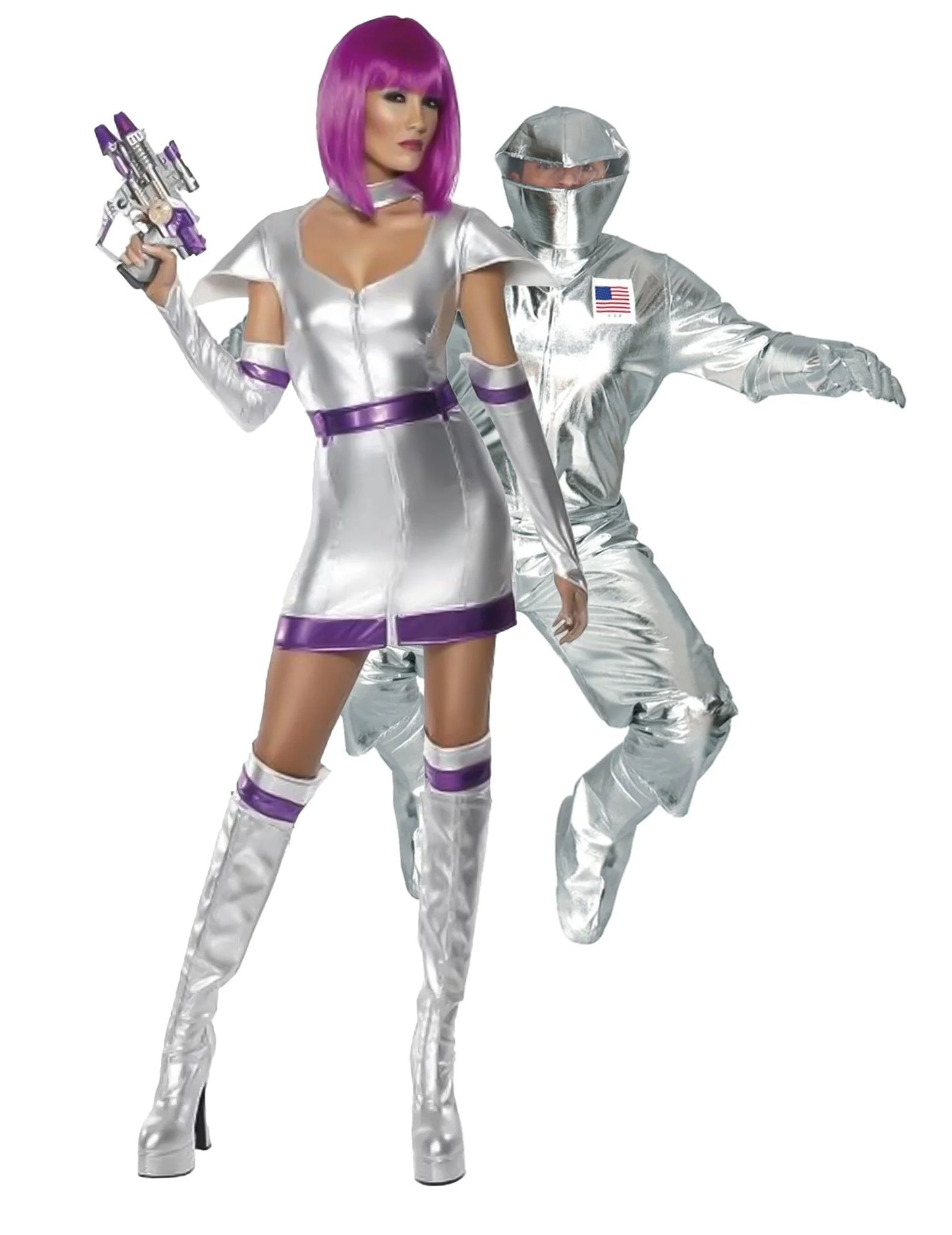 Déguisement de couple astronaute et alien adulte