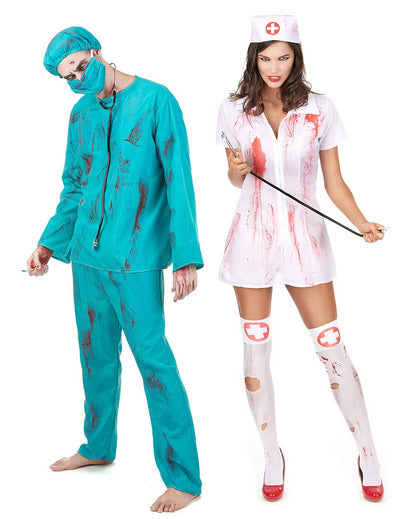 Costum de cuplu zombie chirurg și asistentă, Halloween