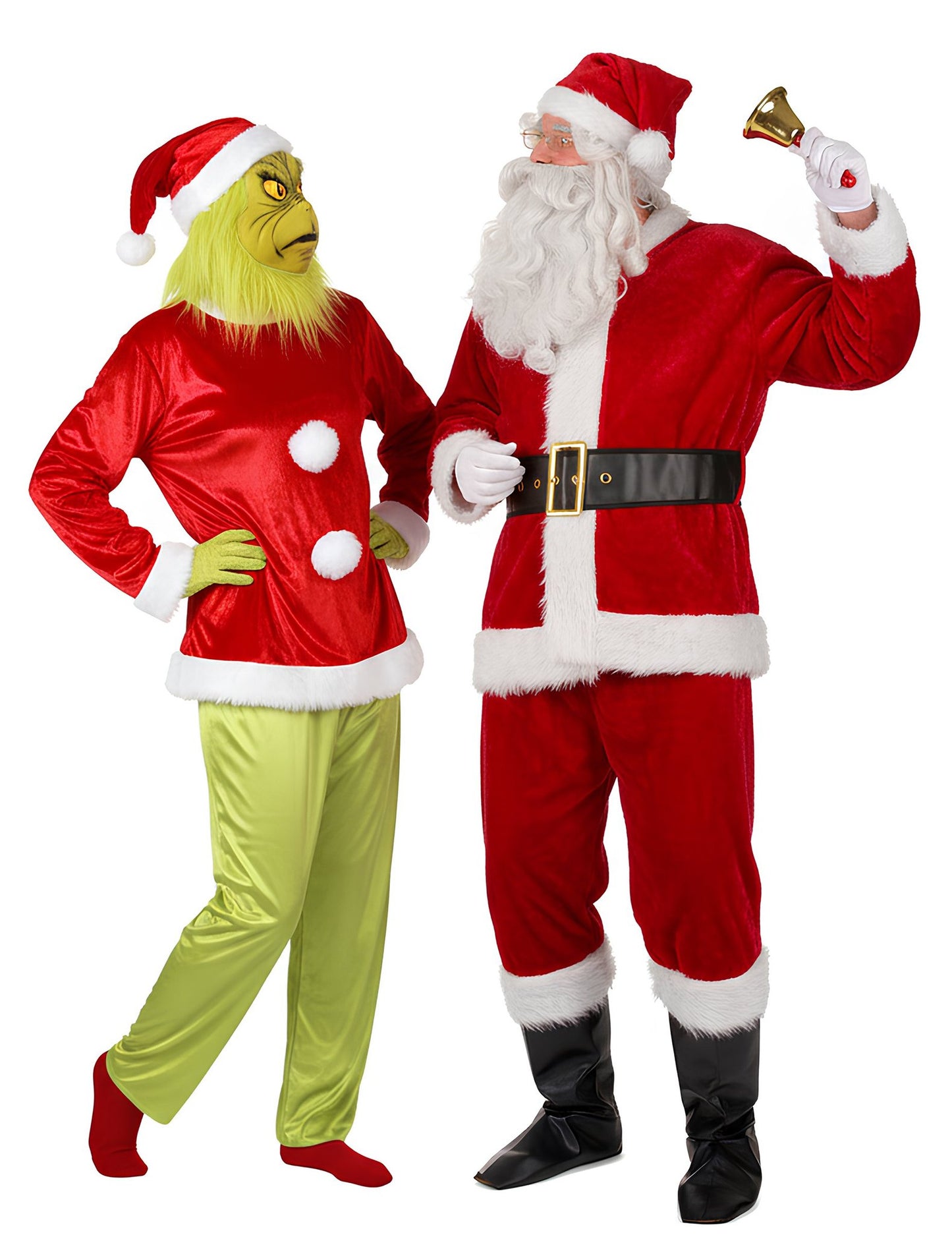 Costum de cuplu Grinch și Moș Crăciun pentru adulți