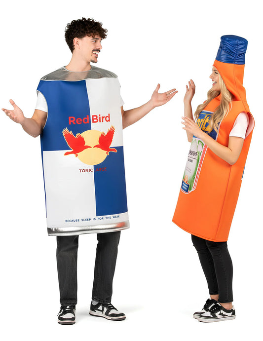 Costum de cuplu cutie de băutură energizantă și sticlă de aperitiv pentru adulți