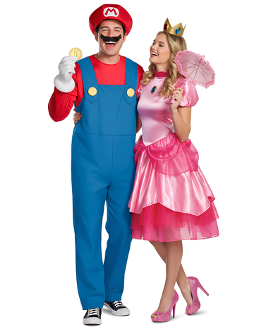 Costum de cuplu Mario™ și Prințesa Peach™ pentru adulți