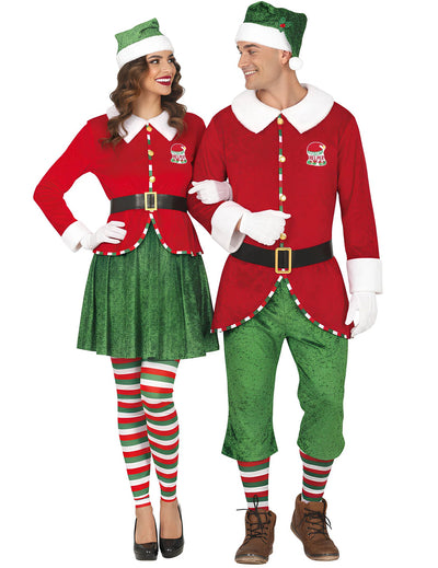 Costum de cuplu elfi de Crăciun pentru adulți