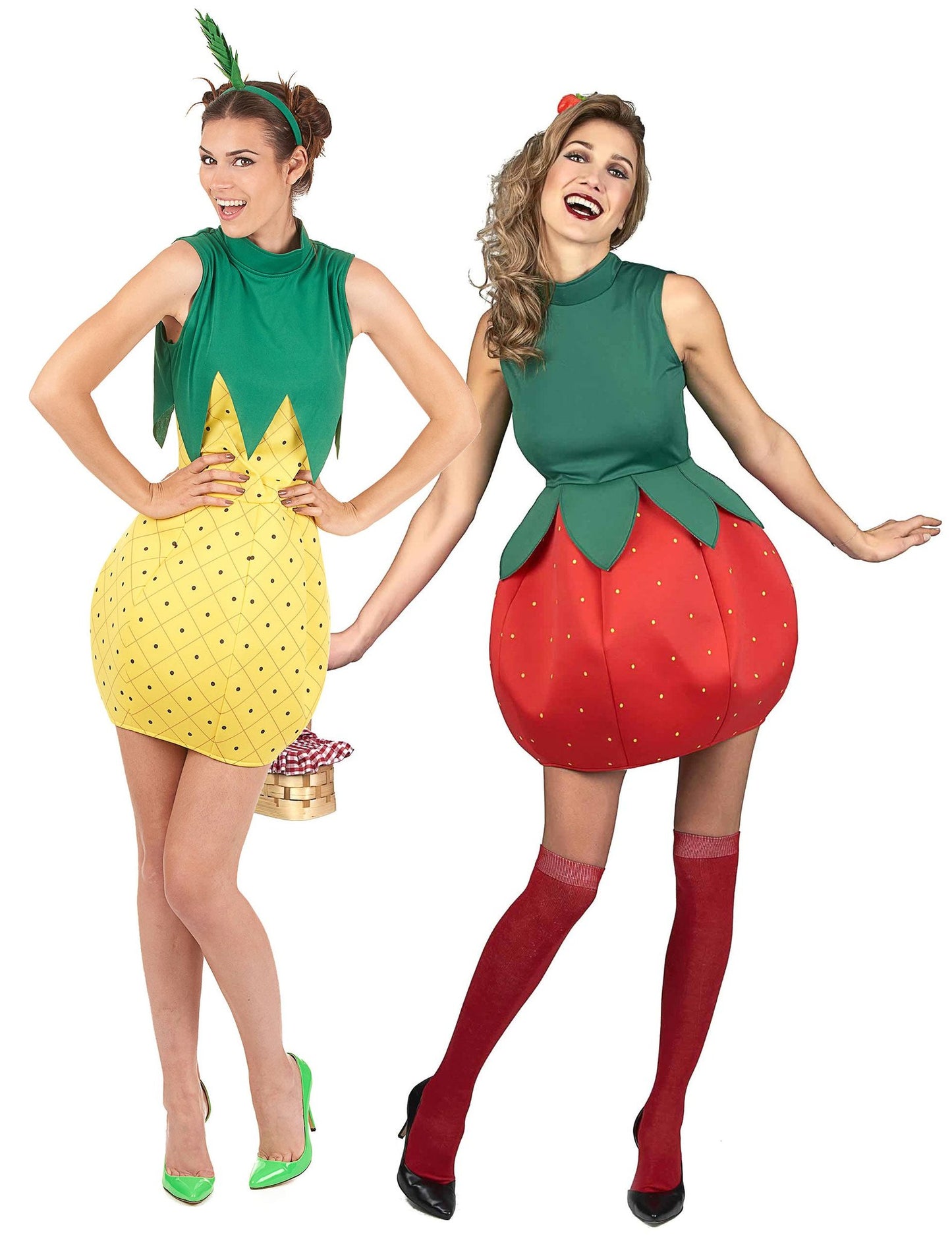Déguisement de couple fruits fraise et ananas femmes