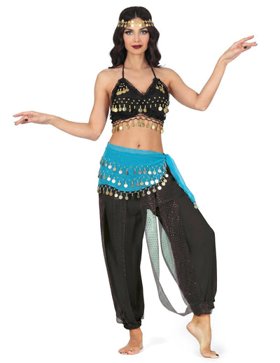 Costum complet dansatoare orientală negru și albastru femeie