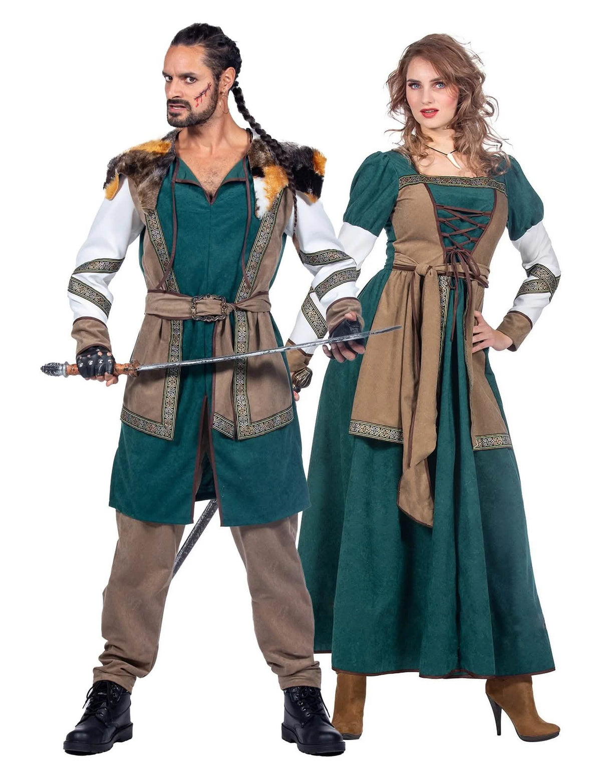 Costum de cuplu războinici vikingi pentru adulți