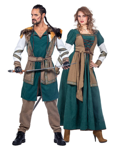 Costum de cuplu războinici vikingi pentru adulți