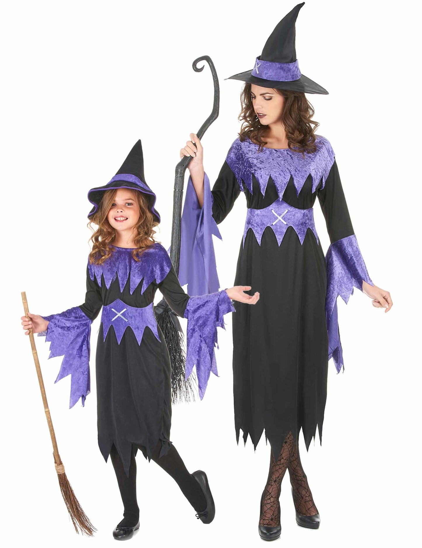 Costum de cuplu vrăjitoare mov Halloween mamă fiică