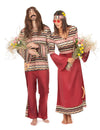 Costum de cuplu hippie bordo pentru adulți