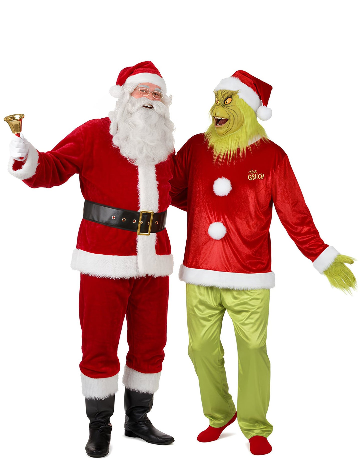 Costum de cuplu Grinch și Moș Crăciun pentru adulți