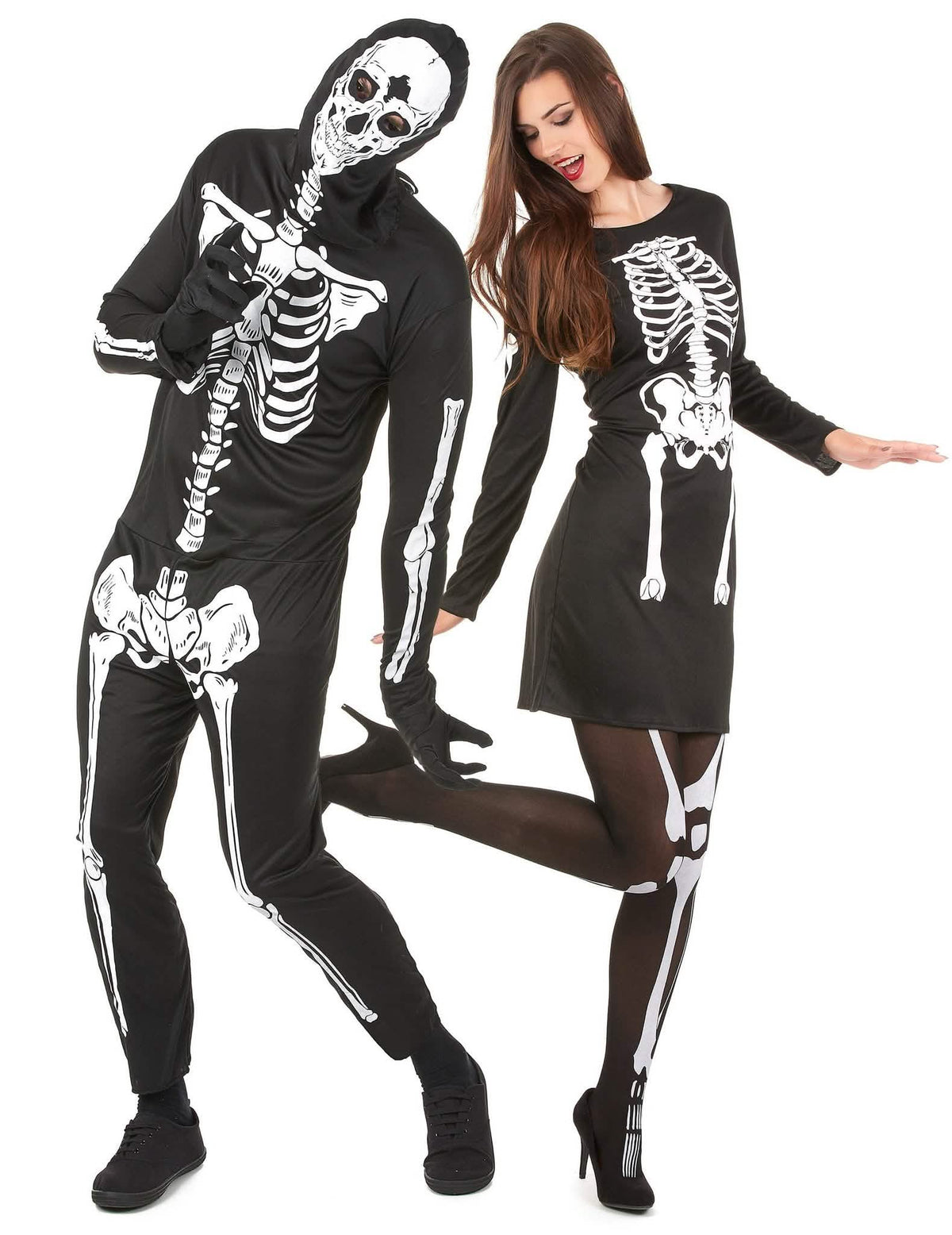 Costum de cuplu schelete de Halloween pentru adulți