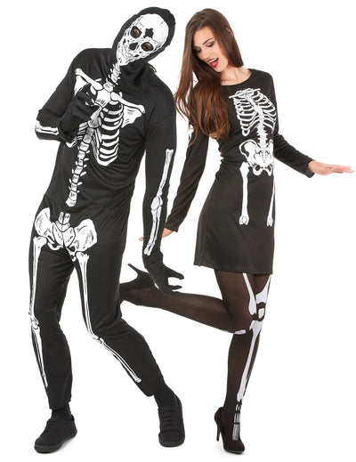 Costum de cuplu schelete de Halloween pentru adulți