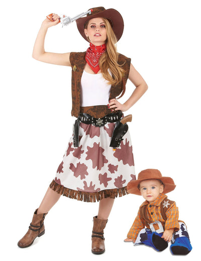 Costum de cuplu cowboy mamă și fiu