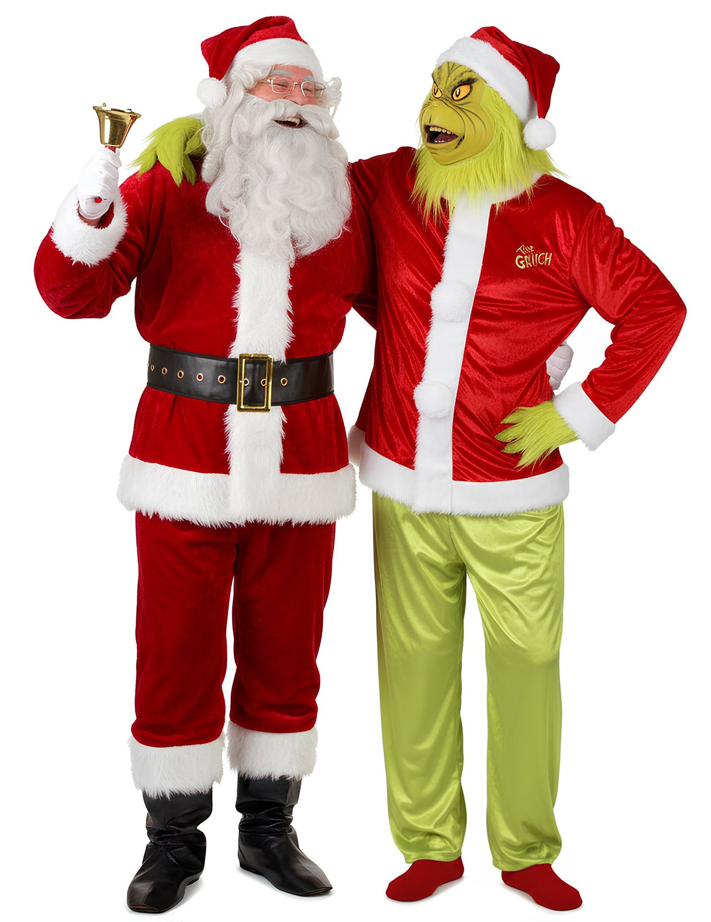Costum de cuplu Grinch și Moș Crăciun pentru adulți