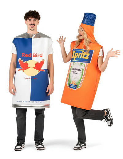 Costum de cuplu cutie de băutură energizantă și sticlă de aperitiv pentru adulți