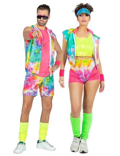 Costum de cuplu aerobic tie-dye pentru adulți
