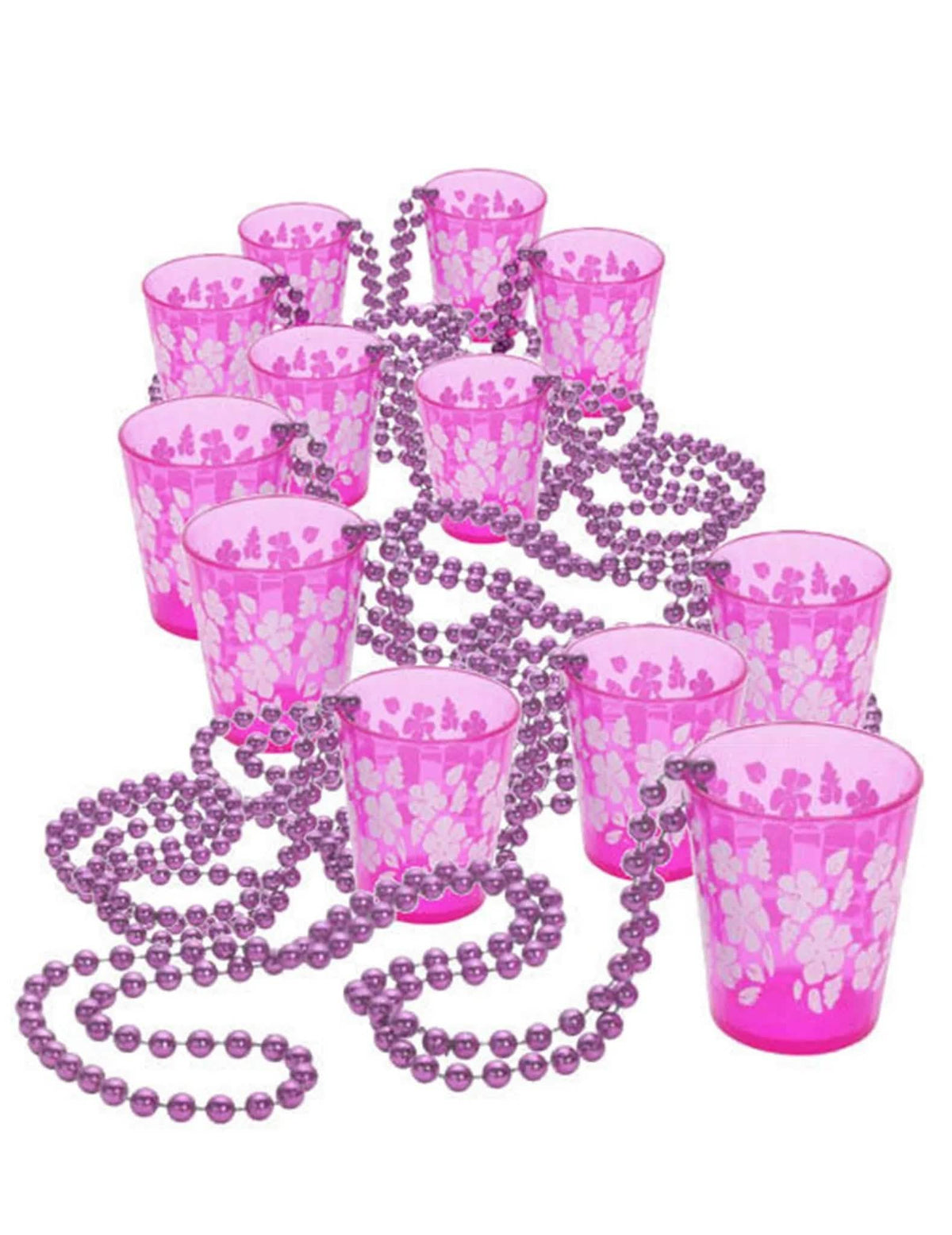 Pachet de 12 coliere roz cu pahar de shot