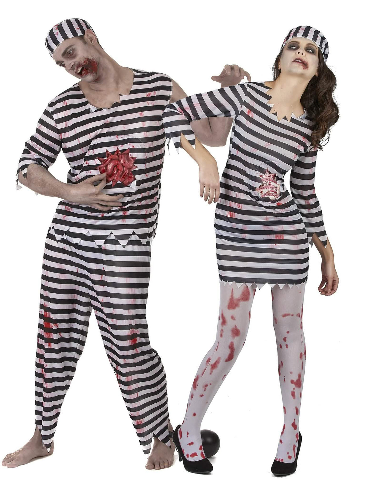Costum de cuplu deținuți zombie de Halloween