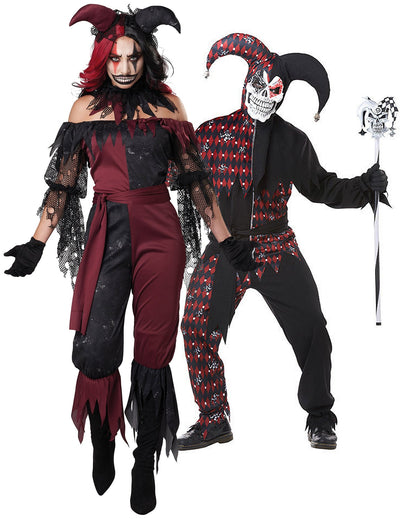 Costum de cuplu Arlechin și joker psihopat pentru adulți