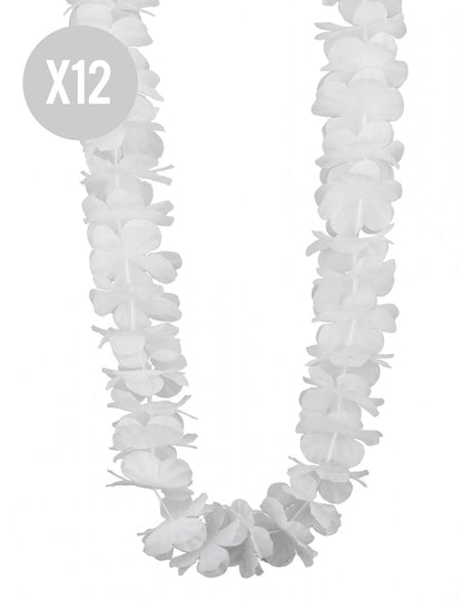12 coliere hawaiene albe