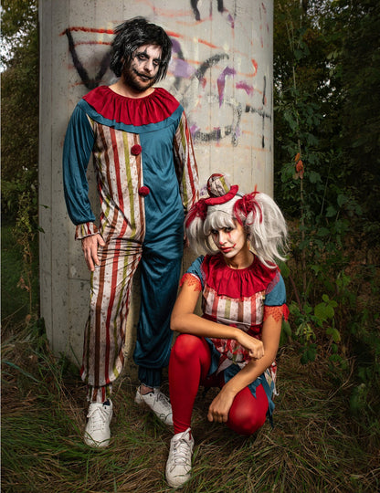 Costum de cuplu de clovni colorați de Halloween