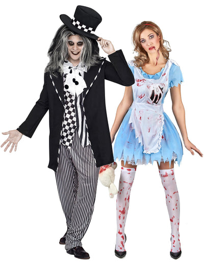 Costum de cuplu Alice și Pălărierul Nebun gotic pentru adulți