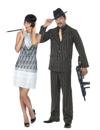 Costum de cuplu gangster Charleston chic pentru adulți