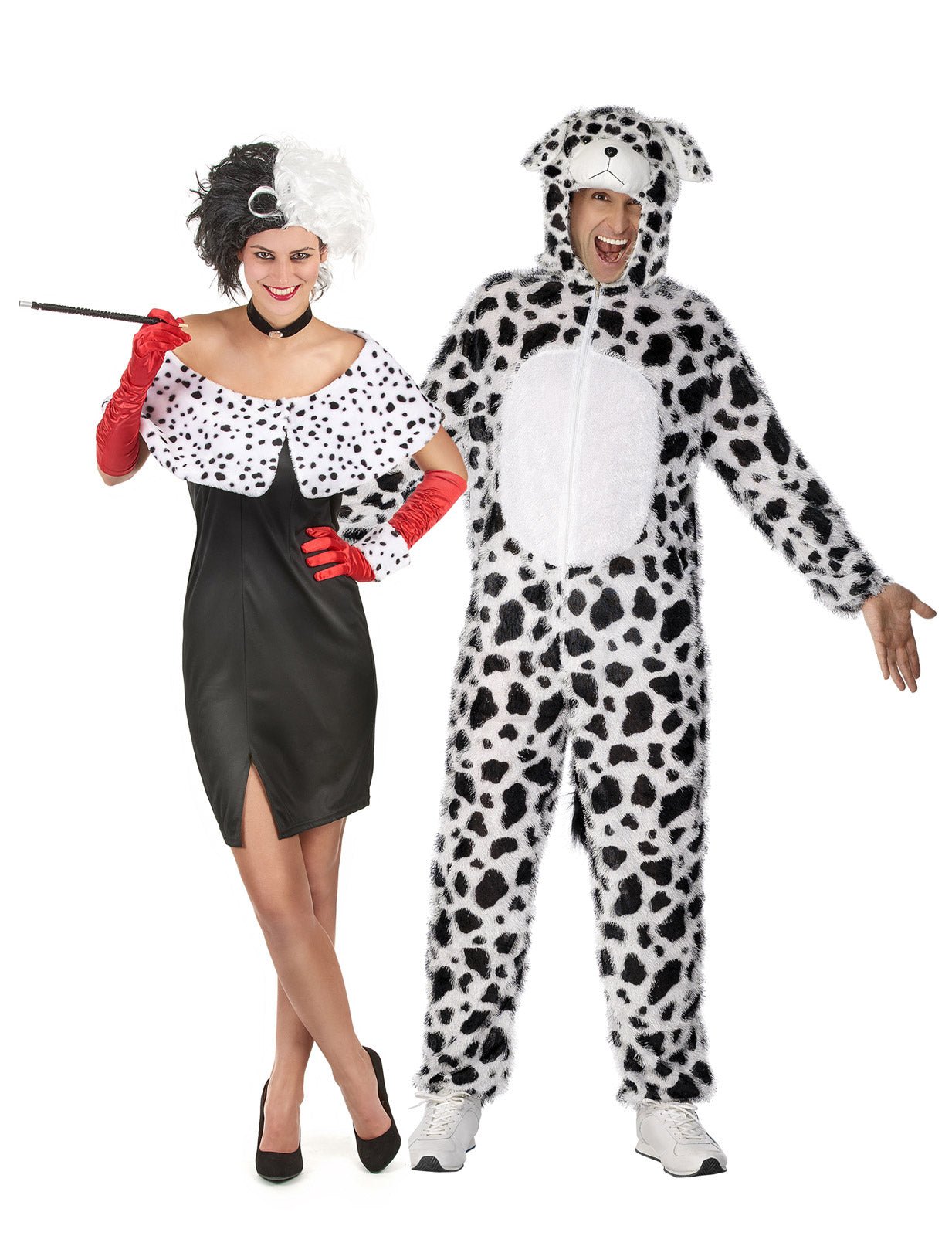 Costum de cuplu Cruella și dalmațianul ei