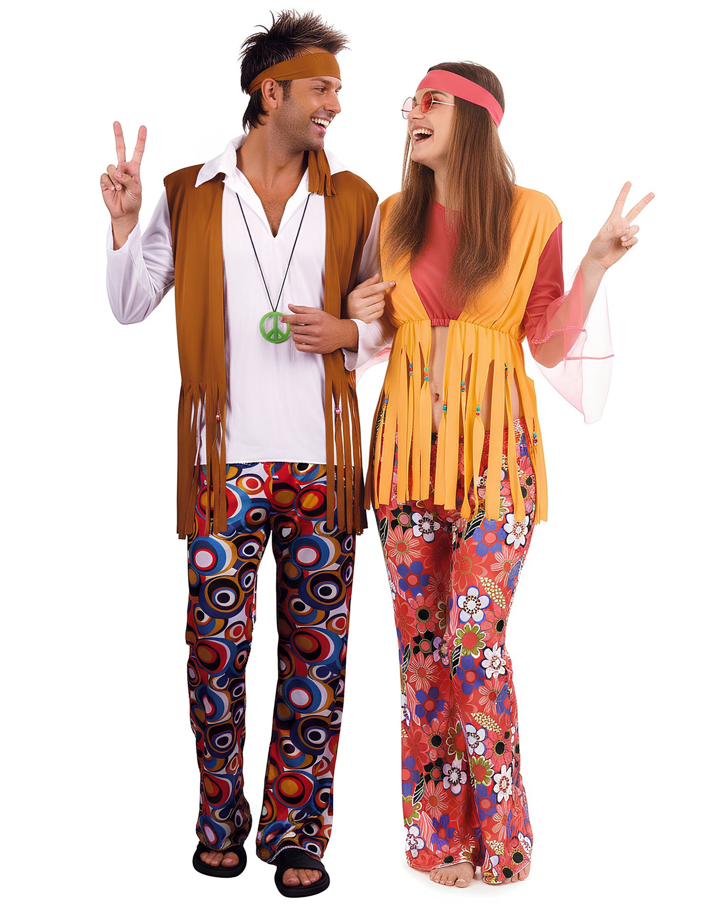 Costum de cuplu hippie multicolor
