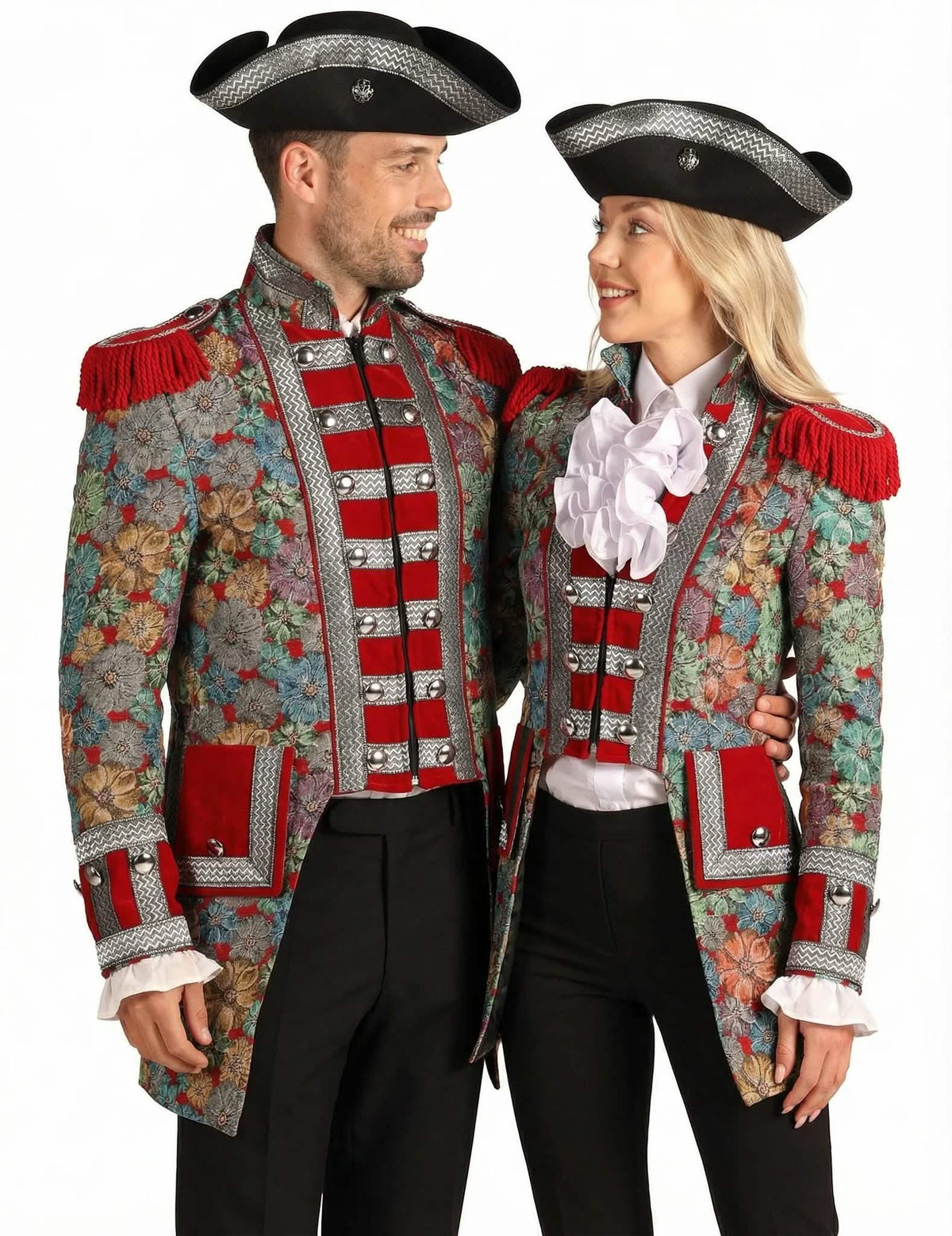 Costum de cuplu cu sacou cu motiv floral, premium, adult