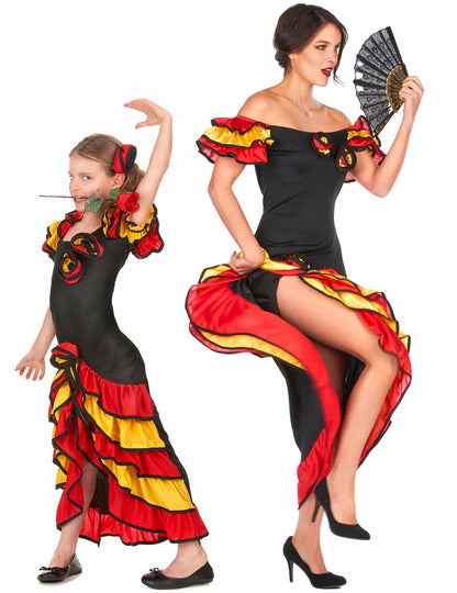 Costum de cuplu dansatoare flamenco mamă și fiică