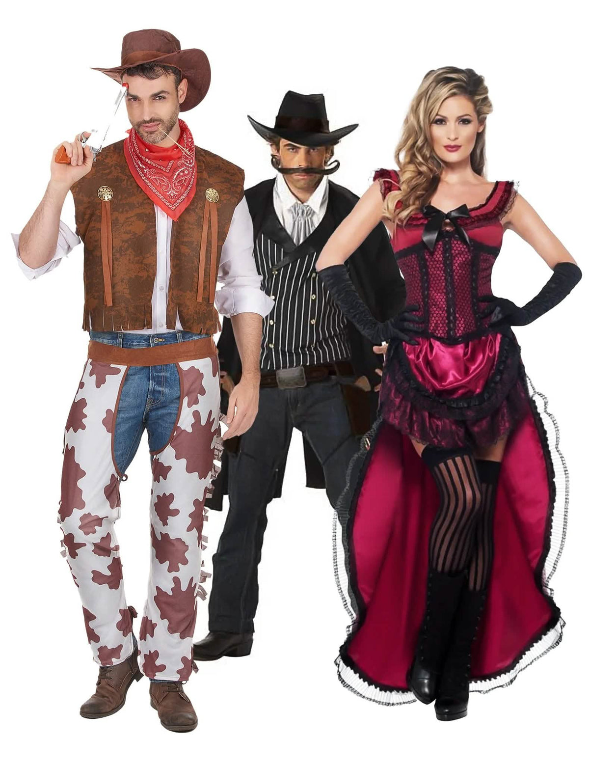 Costum de grup cowboy și dansatoare de saloon pentru adulți